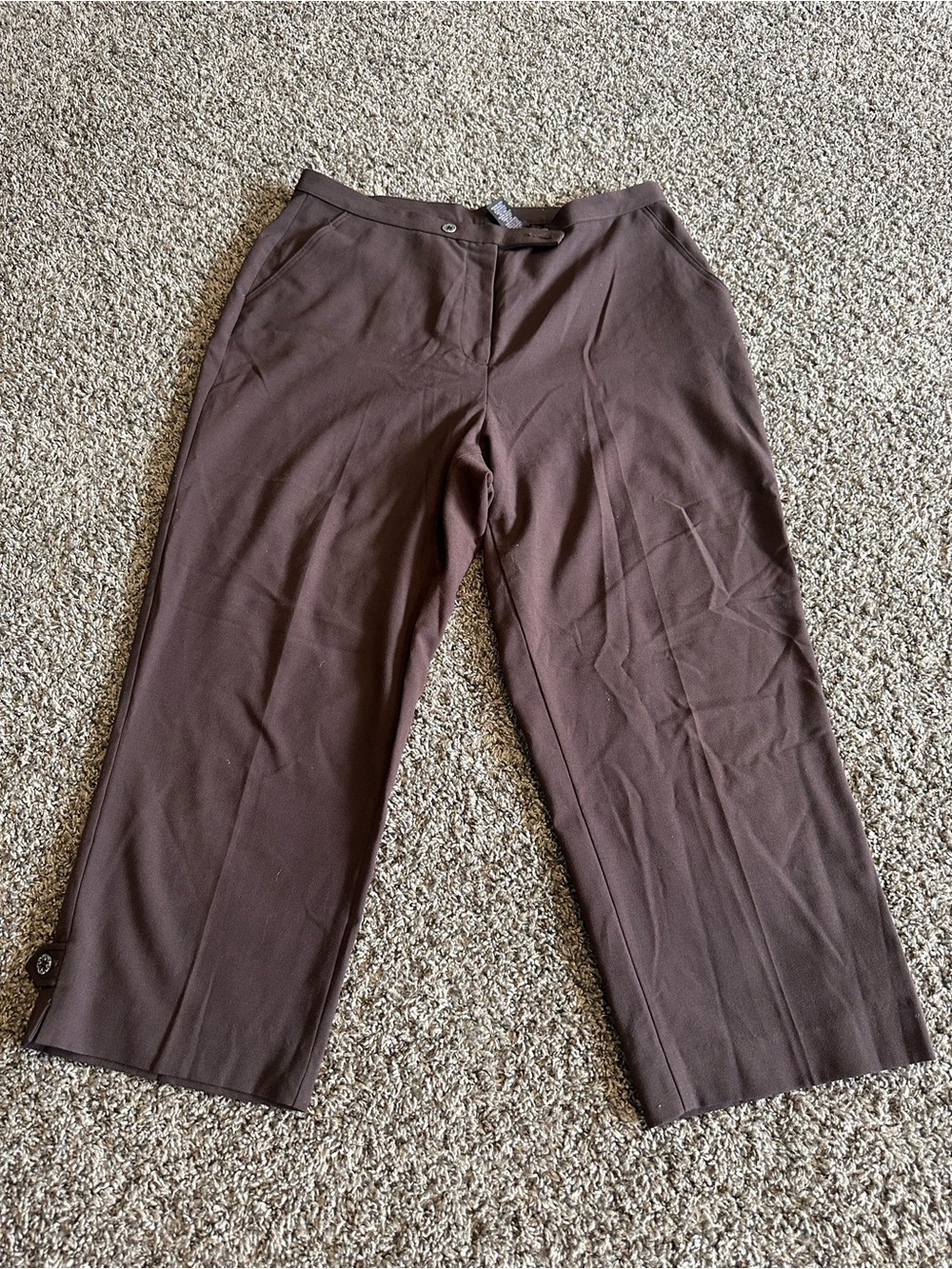 Investments Brown Capris with Side Button Detail